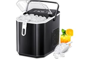 Xbeauty Ice Makers Countertop,Protable Ice Maker Machine with Self-Cleaning, 26Lbs/24H,9 Ice Cubes/8 Mins, Ice Scoop, and Basket for Home/Kitchen/Office/Party-Black