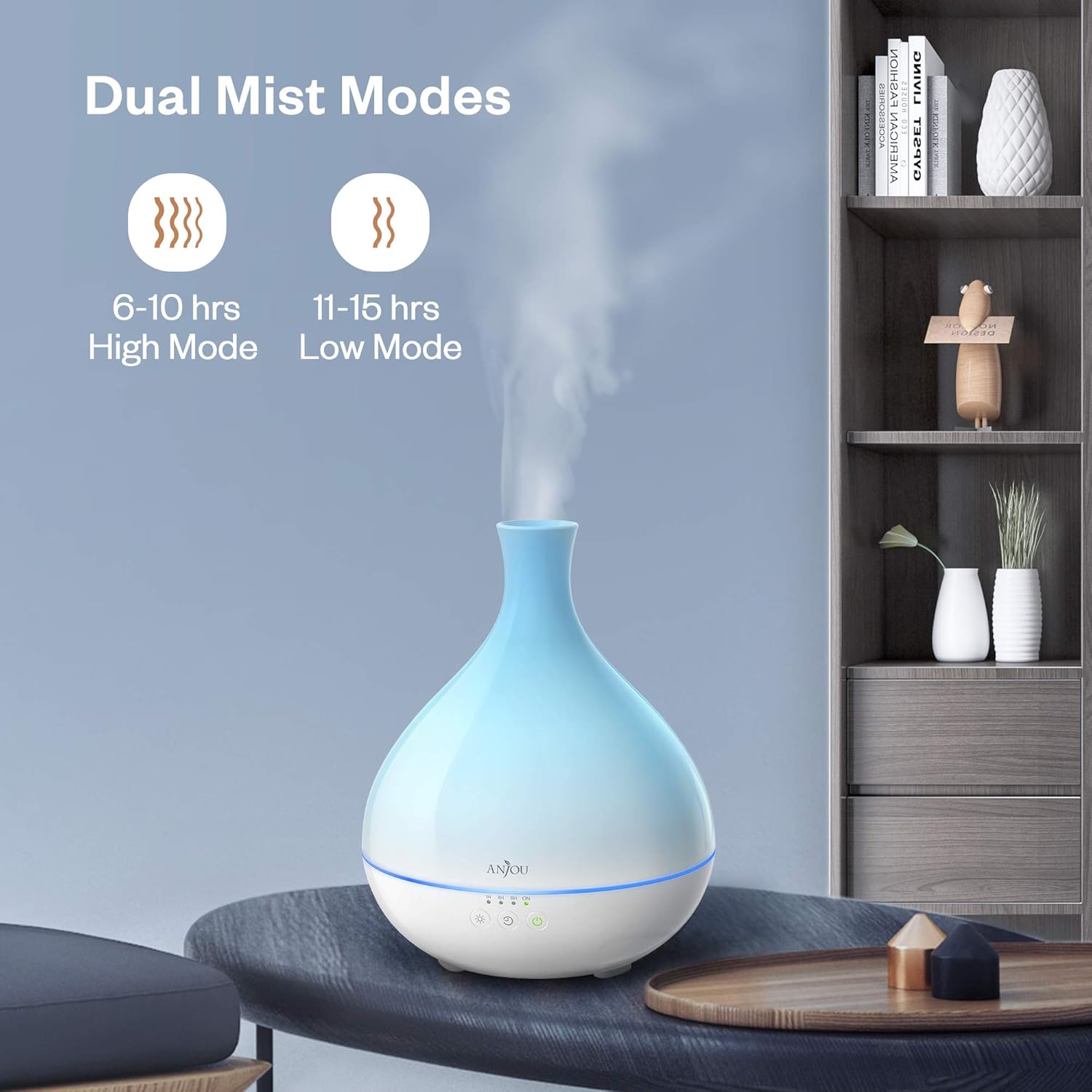Essential Oil Diffuser, Anjou 500ml BPA Free Cool Mist Humidifier Wood Grain Aromatherapy Diffuser with 7 Color Changing Night for 12hrs of Continuous Quiet Diffuser Aroma (Blue) : Beauty