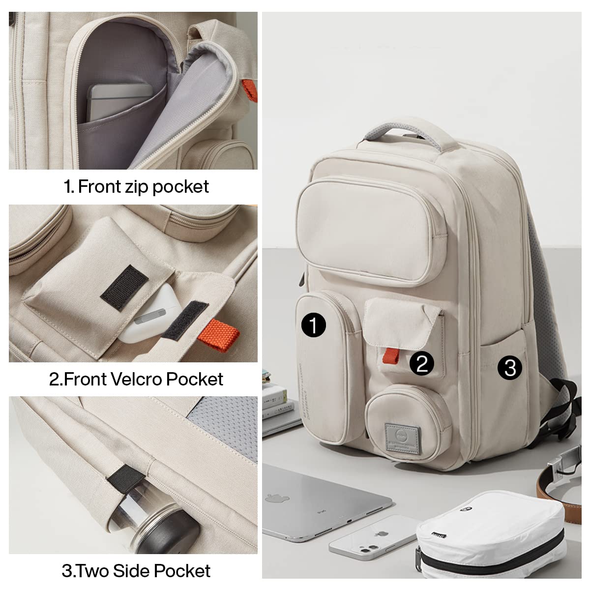 Hanke Mixi Laptop Backpack, Slim Travel Business Backpack for Men Women Water Resistant College School Computer Bag