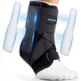 Ankle Brace for Sprained Ankle, Ankle Brace for Women Men Adjustable & Air Fabric Cool With 2 Removable Side Splints, Ankle Stabilizer for Basketball, Volleyball, Sports, Injury Recovery (Medium)