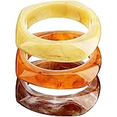 Landical 3 Pcs Colorful Square Acrylic Resin Bangle Bracelet Wide Geometric Irregular Wristbands Women