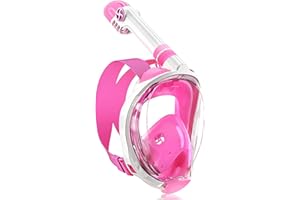 QingSong Kids Snorkel Mask Full Face, Snorkeling Set with Camera Mount, Foldable 180 Degree Panoramic View Snorkeling Gear Anti-Fog Anti-Leak