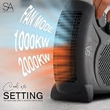 SA Products 2000W Fan Heater Portable Electric 2 Heat Cool Thermostat Black view 4