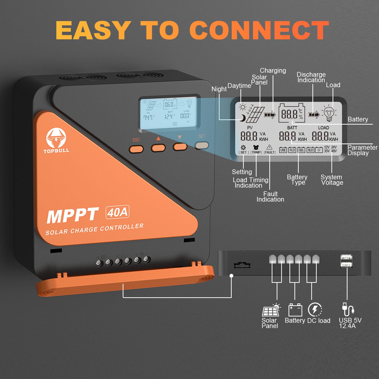 Mua MPPT Solar Charge Controller 40A 12V 24V Battery System Auto DC ...