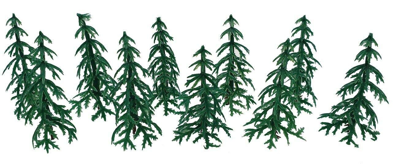 Christmas Cake Decorations Plastic Topper Cupcake Mini Christmas Fire Fabric Gold Trees and Trees with Snow (10xFir Trees)