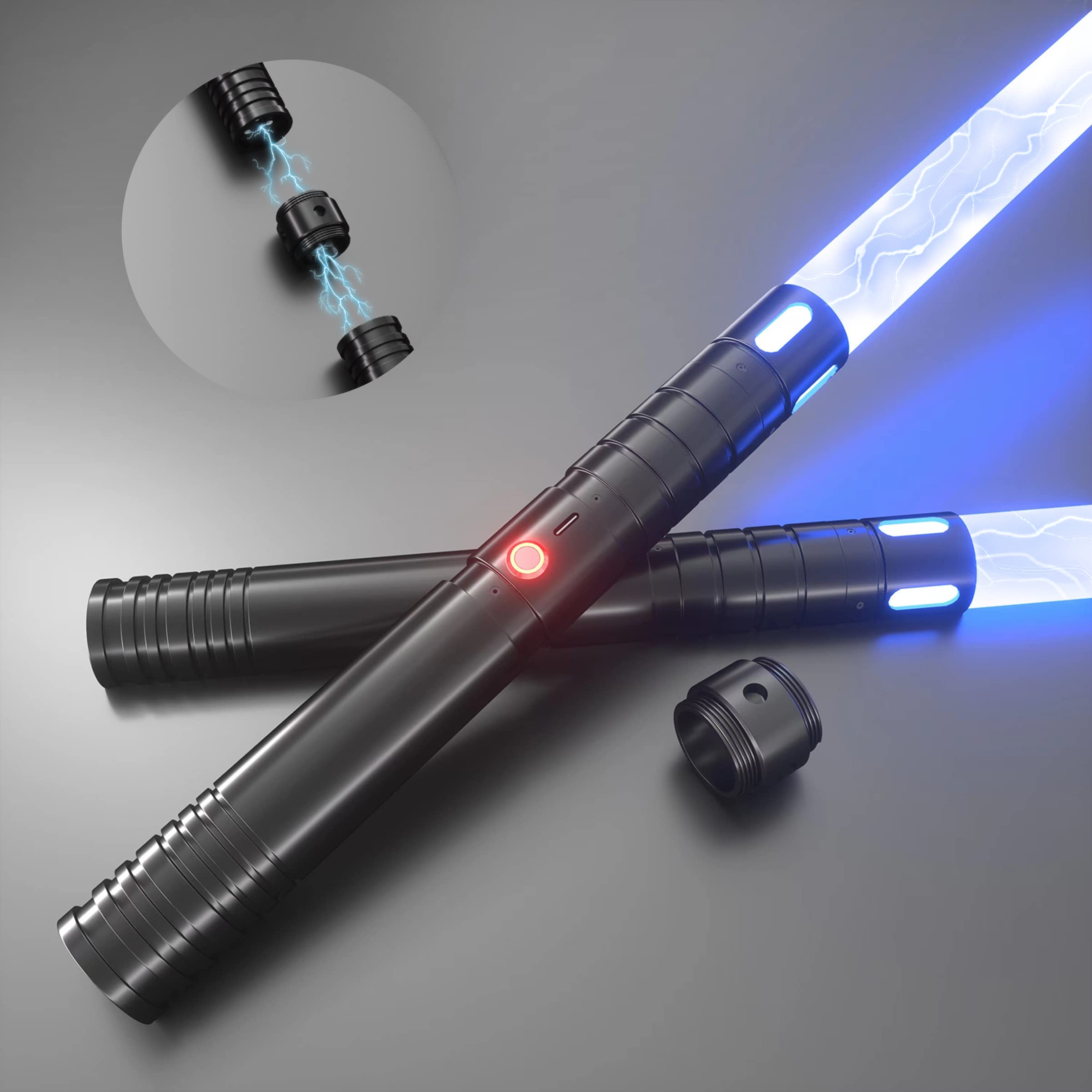 Photo 1 of Kiseely Lightsaber, 20 Colors Light Sabers with Vibrating Metal Hilts, 2 in 1 LED Light Sword with 3 Sounds Mode, Metal Hilts | Light Burst Mode | Rechargeable Battery (Black)