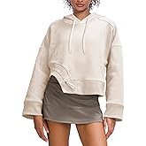 Miniyear Womens Workout Hoodies ‌Pullover Asymmetrical Hem With Drawcord Y2K Hooded ‌‌Sweatshirt Oversized Trendy Clothes