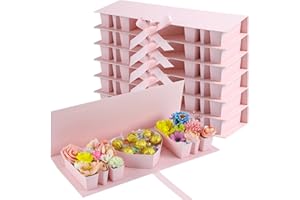 Ireer 6 Pack Mother's Day Empty Flower Box Empty Gift Box Cardboard Letter Shaped Fillable Chocolate Strawberry Flower for Mother's Day Gifts,17.7 x 6.1 x 1.97''(Pink,Mom)