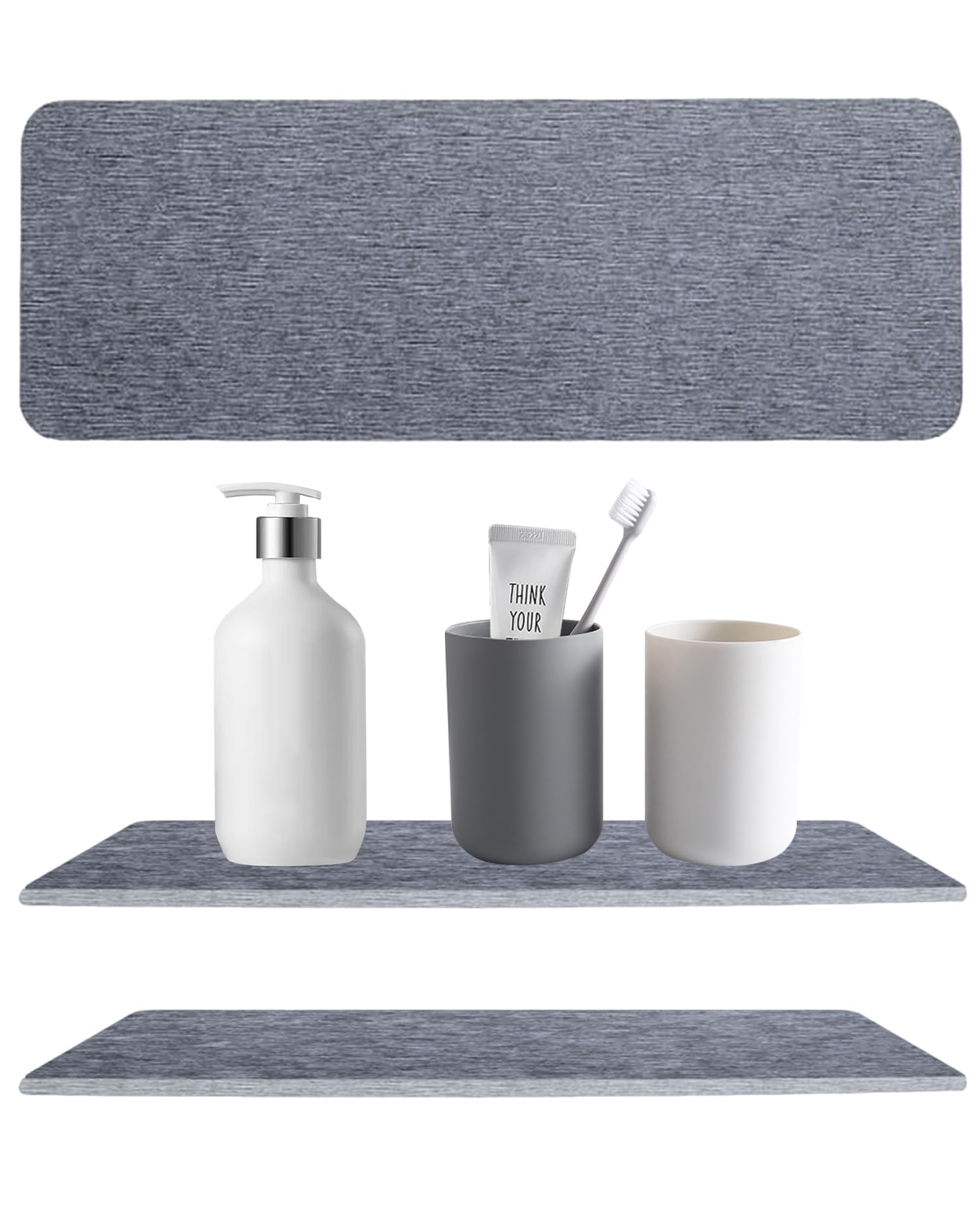 Water Absorbent Diatomite Coasters, 2PCS Diatomaceous Earth Soap Tray, Quick Drying Soap Holder, Diatomaceous Earth Bathtub Countertop Organizer for cup, Soap, Shampoo, Lotions, Bottles (Dark gray)