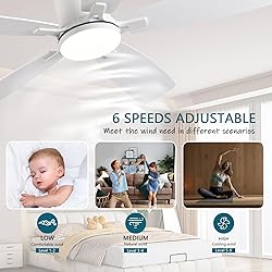 Ayaoty Ceiling Fans with Lights, 52 inch Low