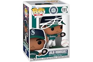 HOFSM.COM HALL OF FAME SPORTS MEMORABILIA Julio Rodriguez #111 Facsimile Signed Reprint Laser Autographed Funko POP! Baseball MLB: Seattle Mariners Figurine with Protector Case