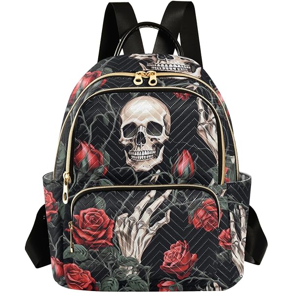 Black Embroidered Sugar Skull Mini Vegan Backpack Sling Bag Colorful Amazon.com: Sugar Skull Day of the Dead Backpack Purse Set  main image 3