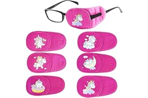Mvwarj 6 Pack Eye Patch for Kids, Girls Left Eye Patch for Glasses, Reusable Treating Lazy Eye Amblyopia Strabismus and After Surgery (Pink Unicorn)