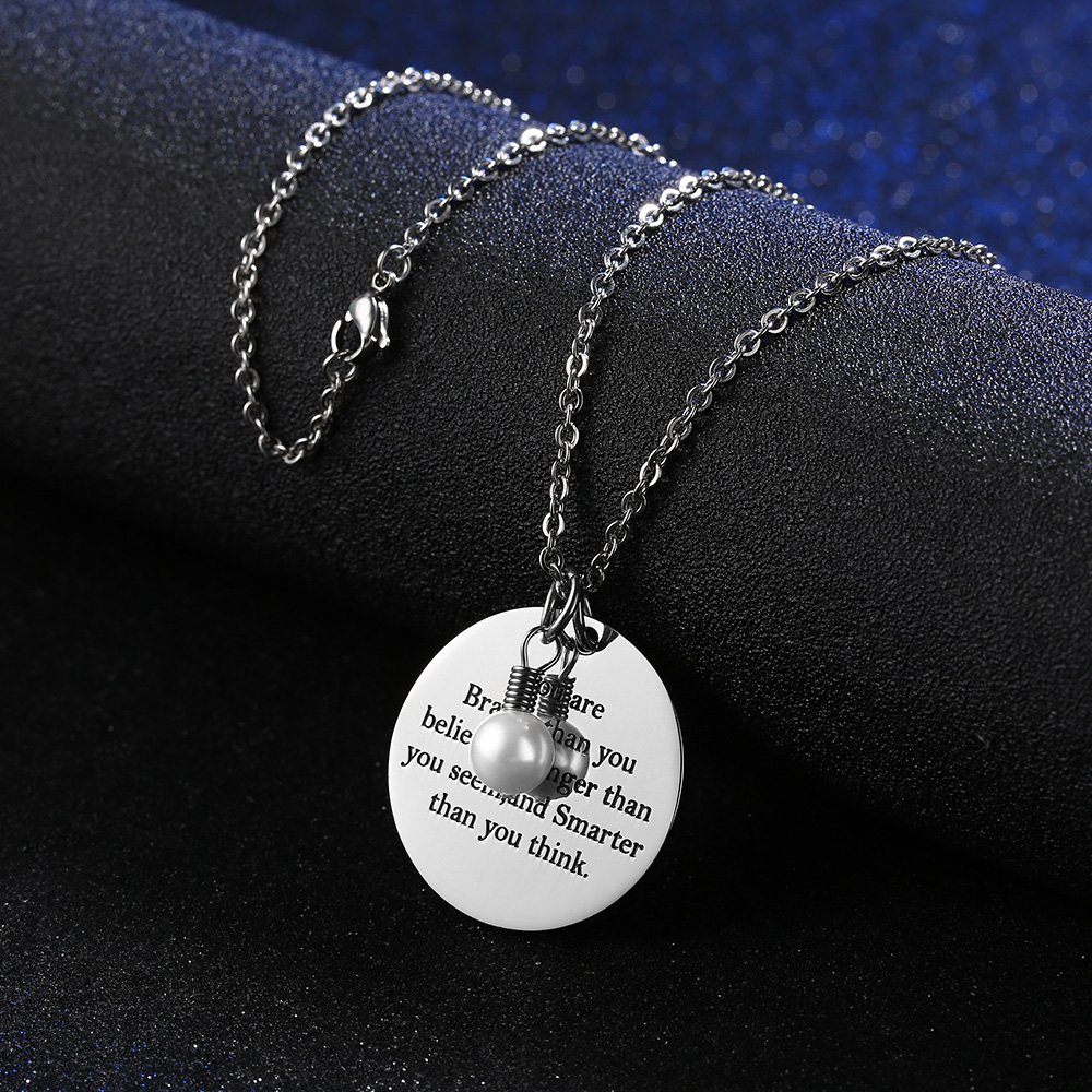 Gagafeel Women Girls Stainless Steel Disc Necklace She Believed She Could So She Did Christmas Gift (Style 1-Big)