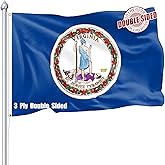 Nuibers Virginia Flag 3x5 FT Sturdy for Outside, Heavy Duty 3Ply Polyester Virginia State Flags Outdoor, Double Sided Long Lasting VA State Flag Brass Grommets
