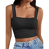 AURUZA Square Neck Tops for Women, Sleeveless Crop Tops Women, Sexy Cropped Double Layered Tank Tops, Womens Basic Tops
