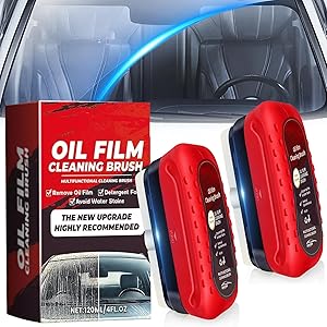QUANROL 2-Pack Automotive Oil Film Cleaning Brush – Car Clear Vision Glass Cleaner for Car Windows– ...