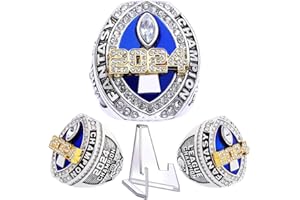 noblehead 2024 Fantasy Football Championship Ring | Heavy FFL Champion Ring | Gold Silver Tone Plated Award Trophy for Fantasy Football League Winner