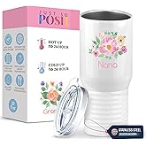 Just So Posh Nana Flowers Tumbler, Tall Travel Coffee Mug, White 20 oz Polar Camel, Stainless Steel, Vacuum Insulated