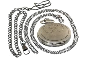 FOBTIME Bronze Vintage Brass Antique Case Pocket Watch Fob Watch for Men Women with 1 PC Necklace Chain 1 PC Clip Key Rib Chain