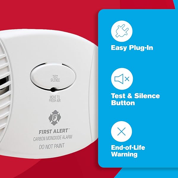 FIRST ALERT PLUG-IN CARBON MONOXIDE DETECTOR, 3 COUNT (PACK OF 1), CO600 , WHITE, 6.75 X 6.9 X 9 INCHES
