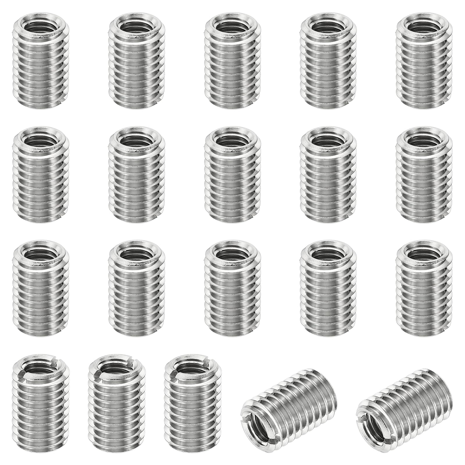 PATIKIL Thread Adapters Sleeve Reducing Nut, 20 Pcs M12x1.75 Male to M8x1.25 Female Repairing Insert Nut Screw Reducer Stainless Steel Fastener 18mm
