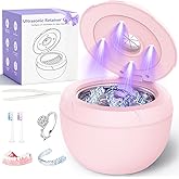 Ultrasonic Retainer Cleaner Machine 45khz Cleaning Pod for Denture Cleaner 200ml Mouth Guard, Aligner, Night Guard, Jewelry, 4 Cleaning Modes Digital Timer, Gifts for Women, Christmas Gifts, Pink