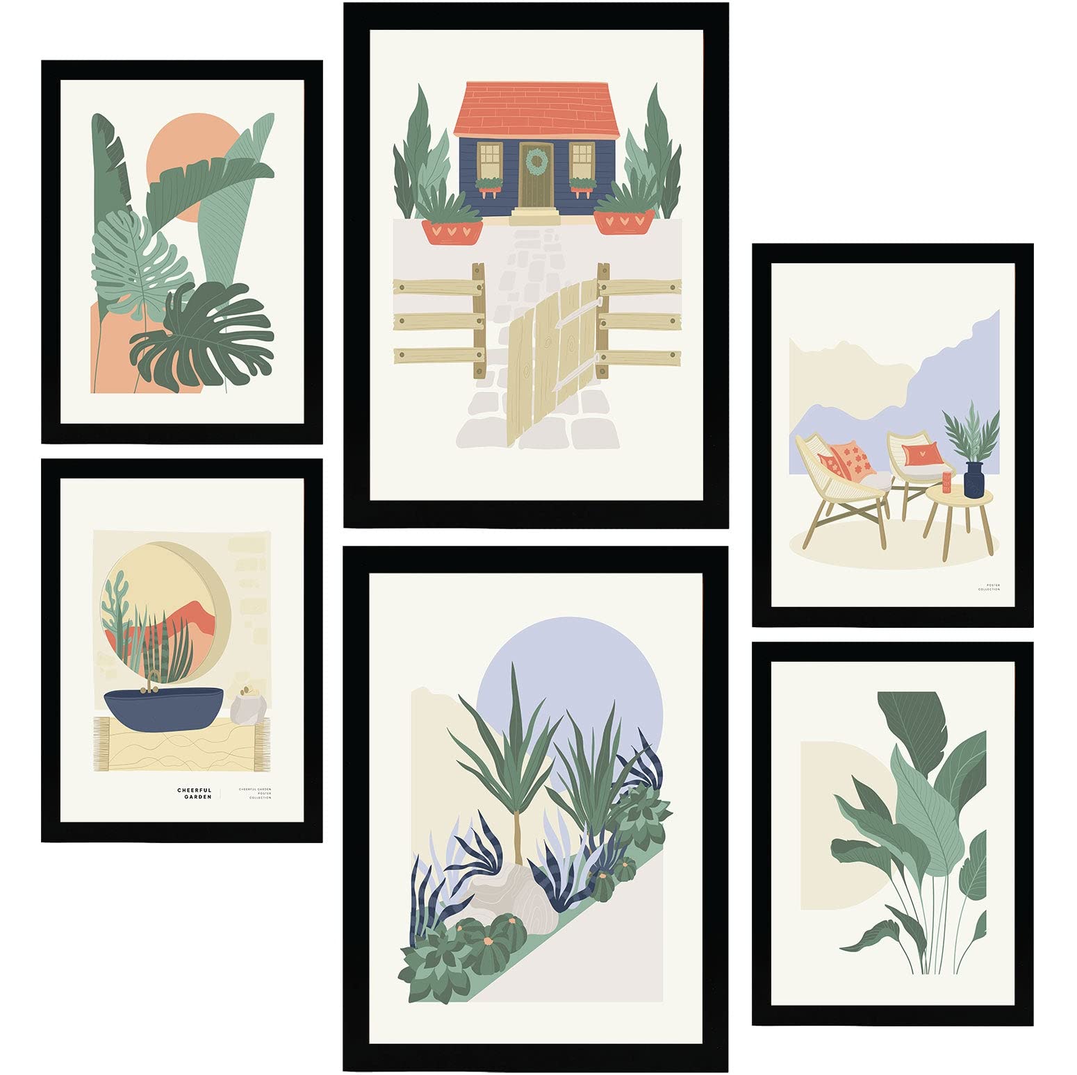 Nacnic Set of 6 Minimalism Posters in Pastel Colours. Wilderness. Prints of Landscapes and Nature for Interior Design and Decoration. Sizes A3 & A4. Unframed.