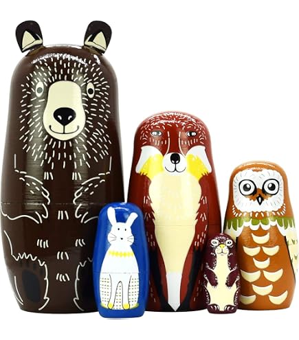Poupes Gigognes de Noël, 5 Pcs en Bois Pré Noël Matryoshka Poupes Gigognes de Noël, 5 Pcs en Bois Pré Noël Matryoshka