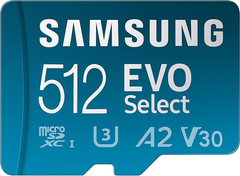 Samsung EVO Select 2024 microSD 512GB with SD Adapter UHS-I U3 160 MB/s