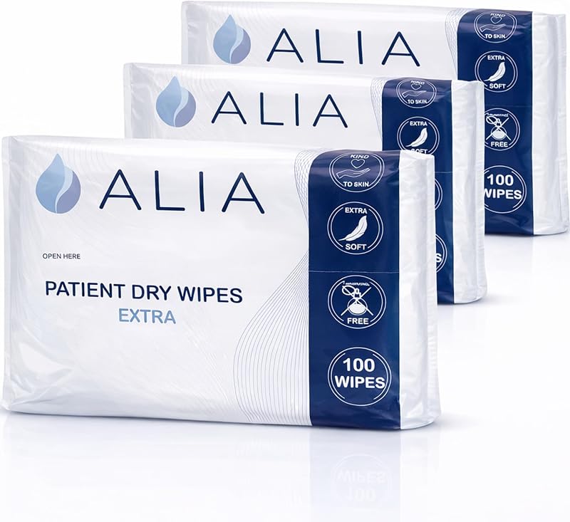 ALIA Soft Patient Dry Wipes Large Extra 32x25 cm Pack of 100 (3 Packs)