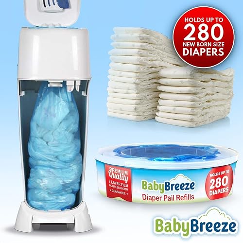 Diaper Pail Refill Bags Aazon.co: Easy Roll Refill | 30 Bags Per Refill | Holds Diaper Genie