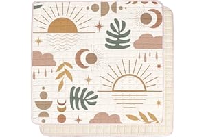 Beavtaens Baby Play Mat, 50x50 Playpen Mat with Super Soft Touch, Activity Mat with Upgraded Anti-Slip Bottom, Machine Washable Crawling Mat for Floor & Picnic (Boho Nature)