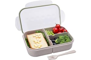 Itopor® Lunch Box,Natural Wheat Fiber Materials,Ideal Bento Box for Kids and Adults,Leak Proof Kids Lunch Box,BPA-Free,Mom's Choice,Healthy Food-Safe Bento Lunch Boxes for Family(White)