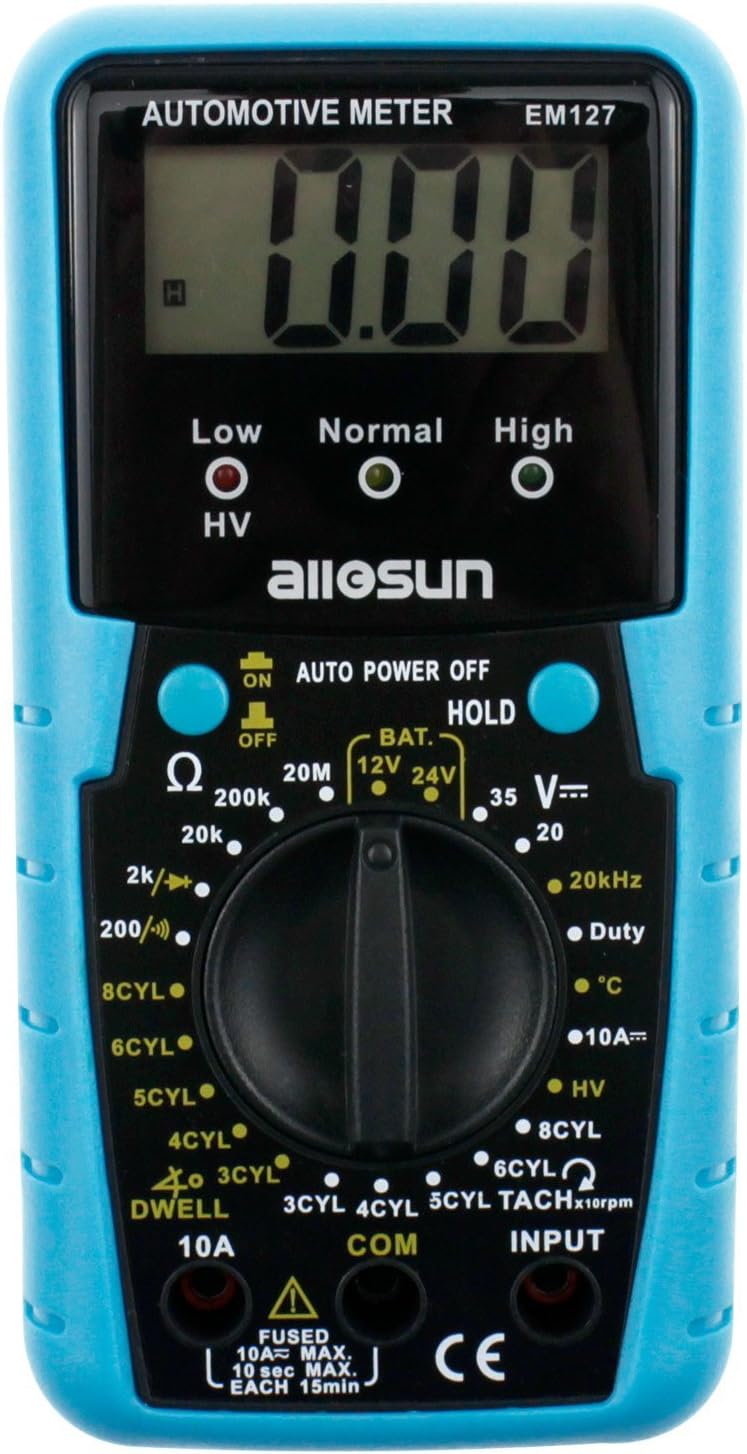 ALLOSUN Automotive Multimeter DMM DC Volt Ohm Temp Frequency Diode and