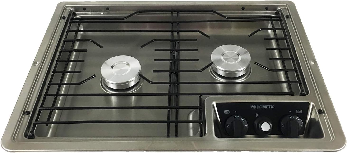 Dometic DropIn Cooktop Two Burner Cooktop Cast Iron/Flat Wire Grate