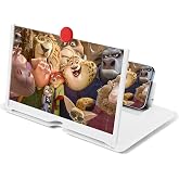 Phone Screen Magnifier- HD 3D Mobile Screen Amplifier for Video,Movies - Foldable Cellphone Stand with Screen Enlarger for All Smartphones (White)
