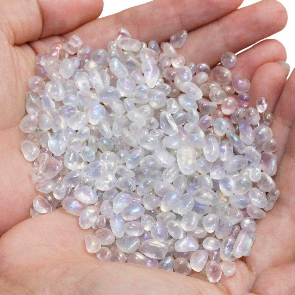Decor Stone Angel Aura Quartz Crystal Tumbled Chips Stone Crushed Pieces Irregular Shaped Stones 1po
