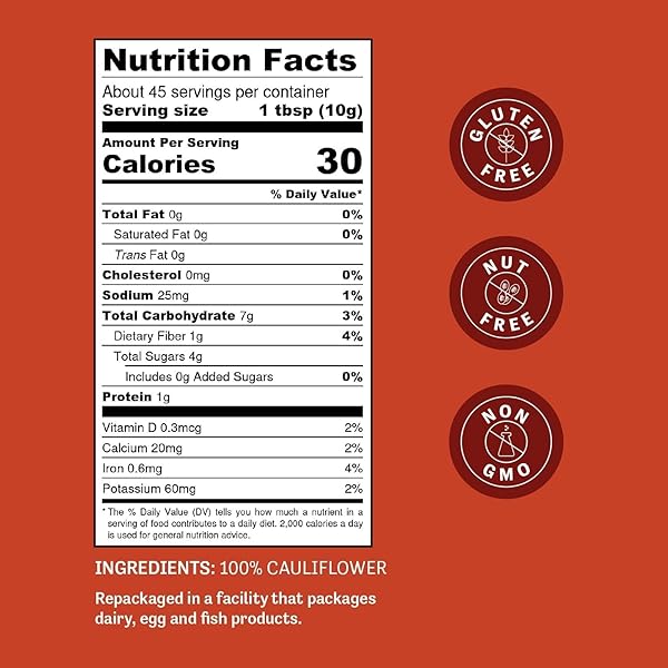 JUDEE’S CAULIFLOWER FLOUR 1 LB – JUST ONE INGREDIENT – 100% NON-GMO, GLUTEN-FREE, AND NUT-FREE – PERFECT FOR BAKING AND COOKING – GREAT FOR SOUPS, STEWS, AND CHILIS