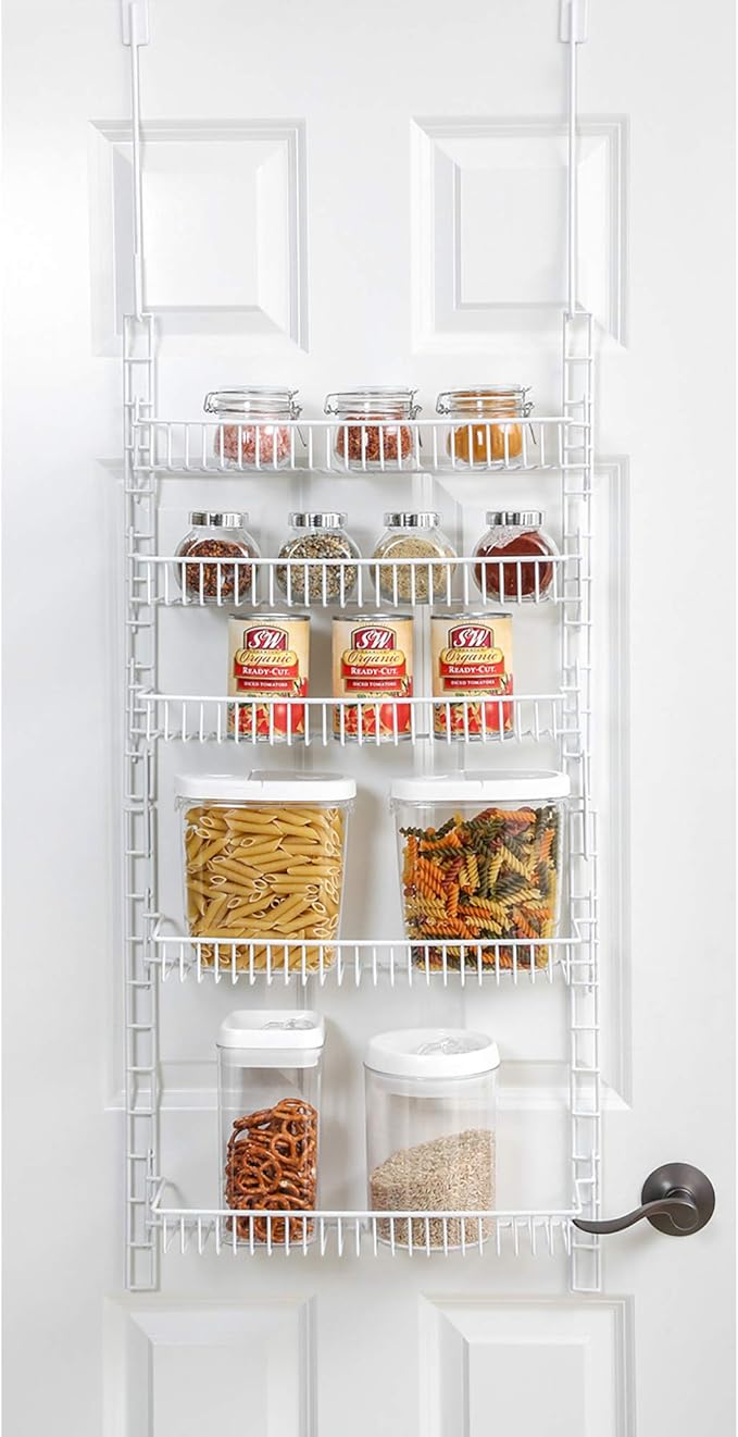 Smart Design Over The Door Adjustable Pantry Organizer Rack w/ 5