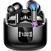 Wireless Earbuds, 2025 Bluetooth 5.4 Headphones NEW Ear Buds 40H Bass Stereo in-Ear Earphones ENC Noise Cancelling Earbuds with 4 HD Mic, USB-C LED Display IP7 Waterproof Sport Headset for Android iOS