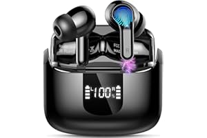 ORDTOP Wireless Earbuds, 2025 Bluetooth 5.4 Headphones NEW Ear Buds 40H Bass Stereo in-Ear Earphones ENC Noise Cancelling Earbuds with 4 HD Mic, USB-C LED Display IP7 Waterproof Sport Headset for Android iOS