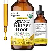 USDA Organic Ginger Extract Drops - Immune and Digestive Support -4oz | Liquid Ginger Supplements - Add to Tea - Natural Ginger Supplements - Vegan, No Sugar &amp; Alcohol-Free Tincture