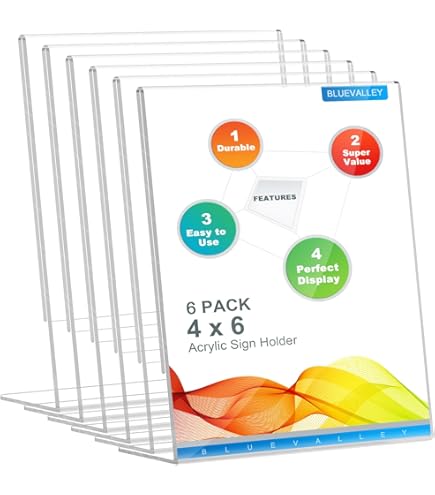 Lot De 4 Présentoir De Table Incliné A4 Support Feuille En Acrylique Transparent Support Menu Feuille Présentoirs à Affiche Porte Affiche A4 Pour Menu