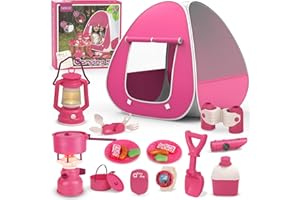 FIDECEXV Kids Camping Set with Tent - Pop Up Tent, Kids Play Tents Outdoor Toys Camping Tools Set Gift for Girls Age 3 4 5 6 Year Old Birthday Christmas