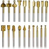 10Pcs HSS Router Carbide Engraving Bits & 10Pcs Router Bit with 1/8"(3mm) Shank Power Rotary Tools for DIY Woodworking, Carvi