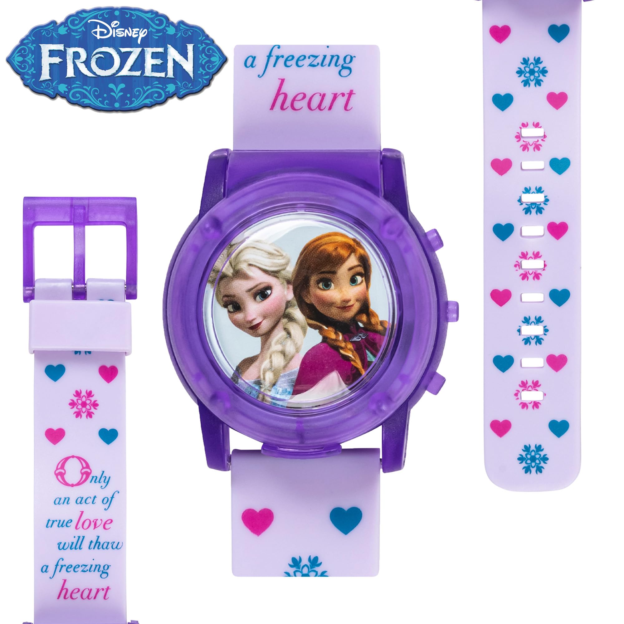 Accutime Disney Frozen Kids Musical Watch - Flashing Lights and 'Let It Go' Song - Perfect for Girls Featuring Elsa & Anna - Digital Time Display