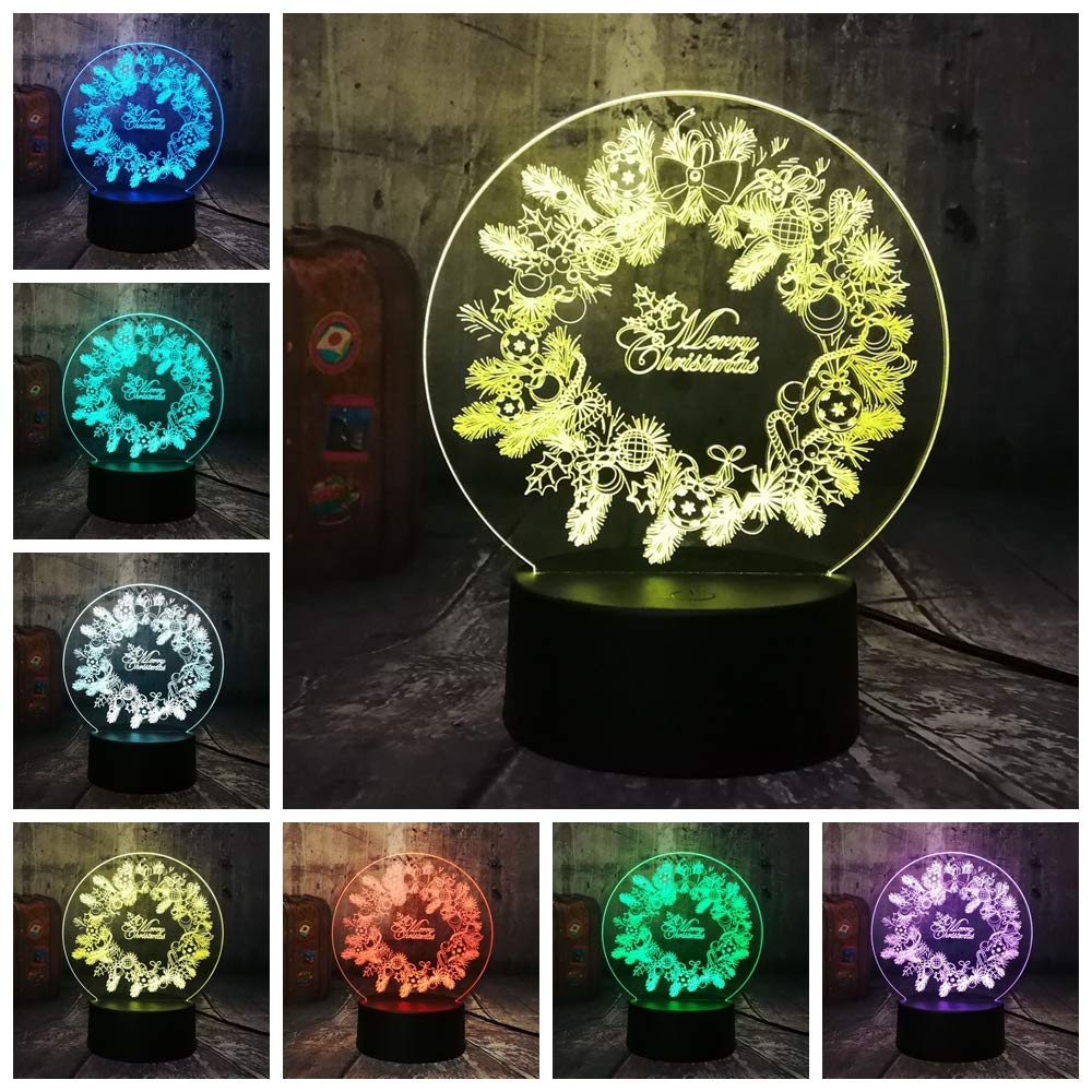 Guirnalda de Navidad de Año Nuevo 3D Lámpara de noche de ...