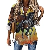 Womens Fashion Long Sleeve Collared Shirt V Neck Blouses Button-Down Casual Shirt Tops