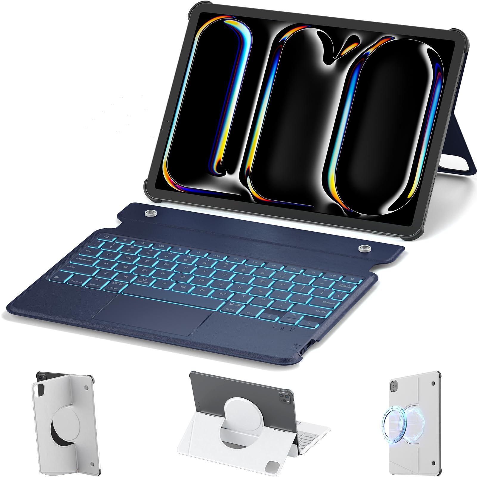 Nillkin iPad (7th, 8th and 9th Generation) Case with Keyboard,180° Adjustatable Stand,7 types of backlight for iPad 10.2 inch(7th,8th,9th,Generation) Black
